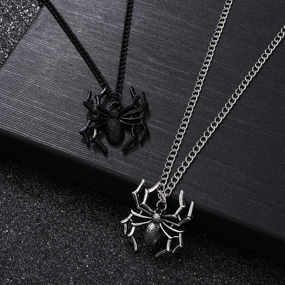Lochen Punk Hip-Hop Trendy Spider Necklace Pendant Exaggerated Personality Fashion Halloween Quirky Clavicle Chain Jewelry