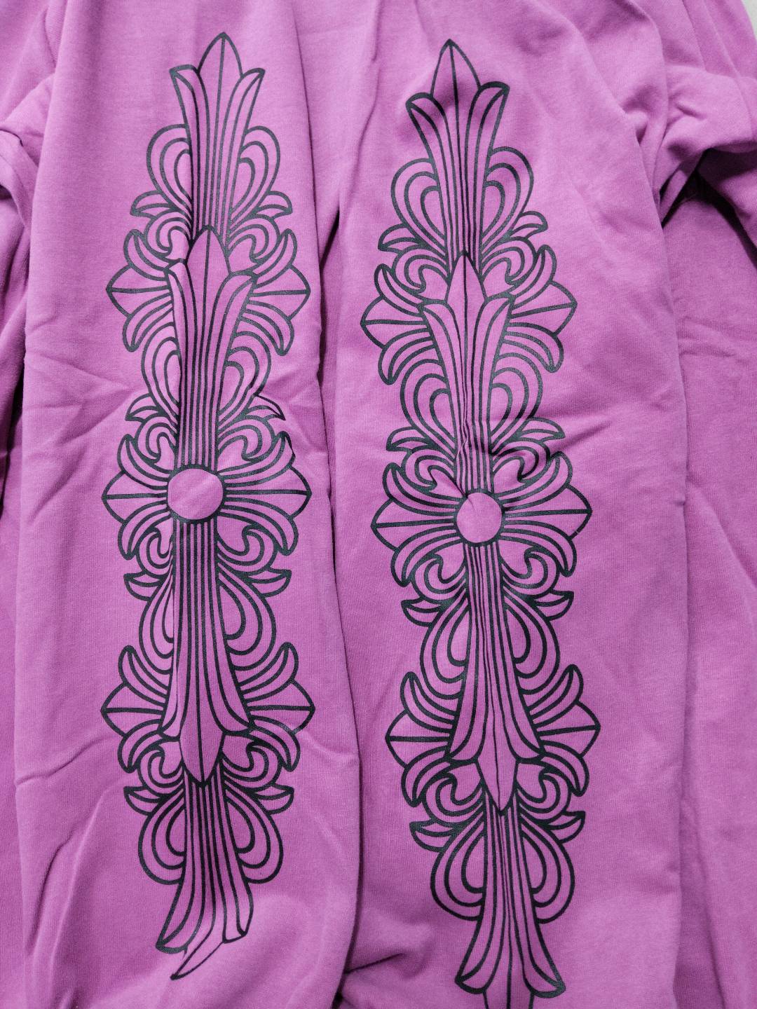 Cross-Border High Version Chrome Hearts 25Ss Crow Dark Flower Sanskrit Printed Long-Sleeved Men's and Women's Raglan Long Sleeves — QC-foto 3