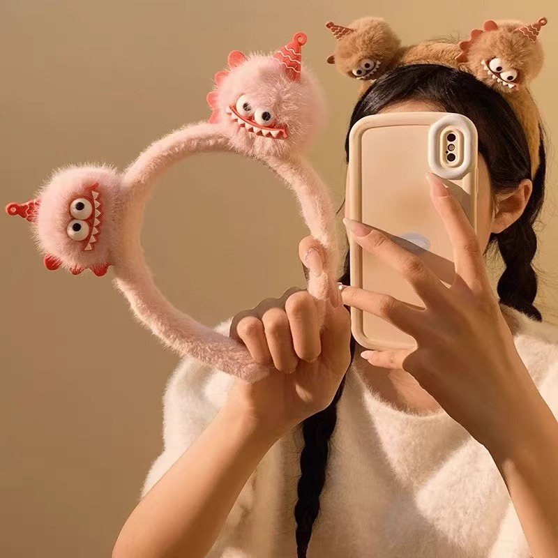 Cartoon Plush Quirky Headband for Women, New Autumn and Winter Face-Washing Headband, Trendy Hairpin Hair Accessory
