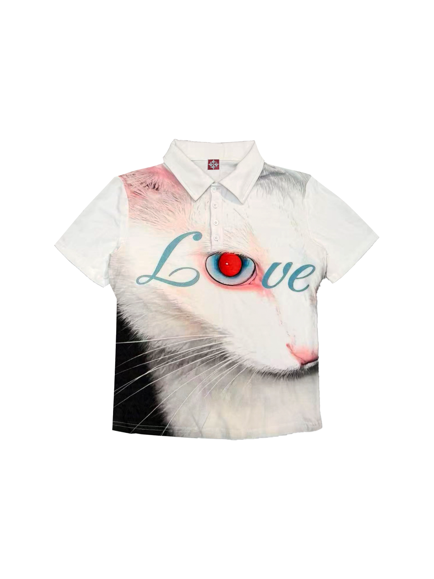 Detw "Ferret" Original Love* Cat Full Print Digital Print Slimming Polo Shirt Short Sleeve Unisex QC-foto van TAOBAO op Qualit.ly