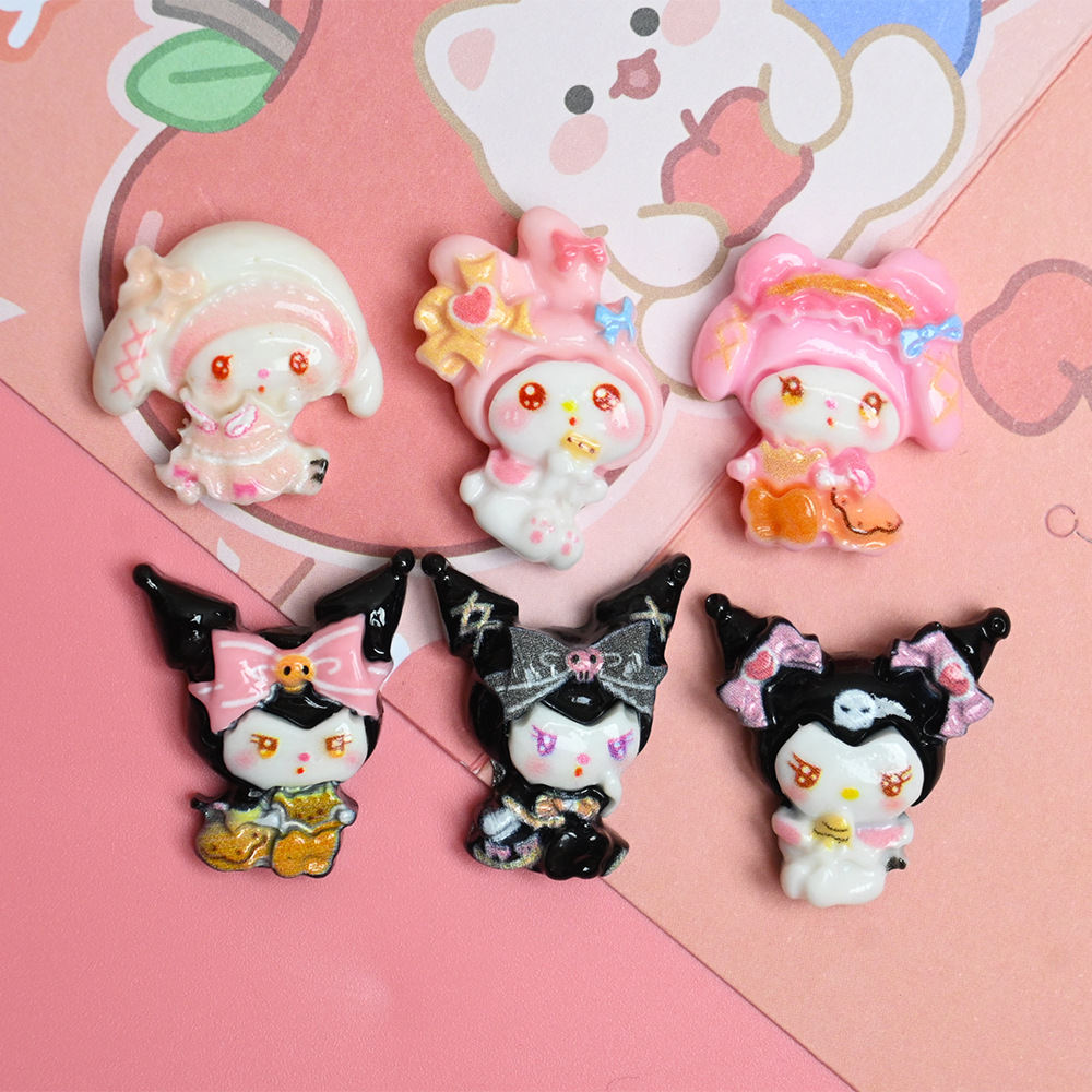 bow pink black sanrio series cartoon super cute resin accessories diy cream glue accessories phone case