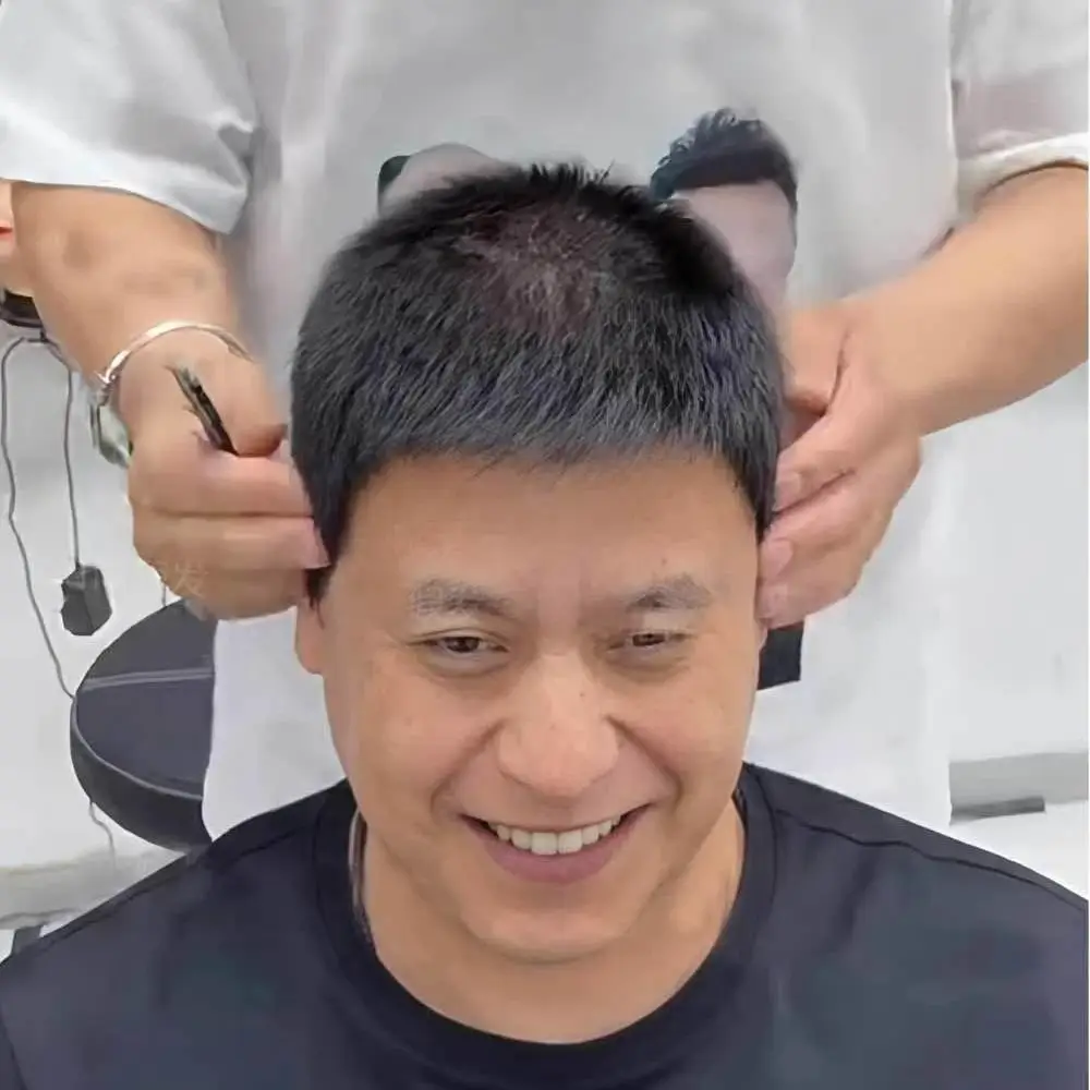 Men Wig Full Headband Middle-Aged and Elderly Hair Short Hair to Cover White Hair Bald Head Full Human Hair Nature Breathable Men's