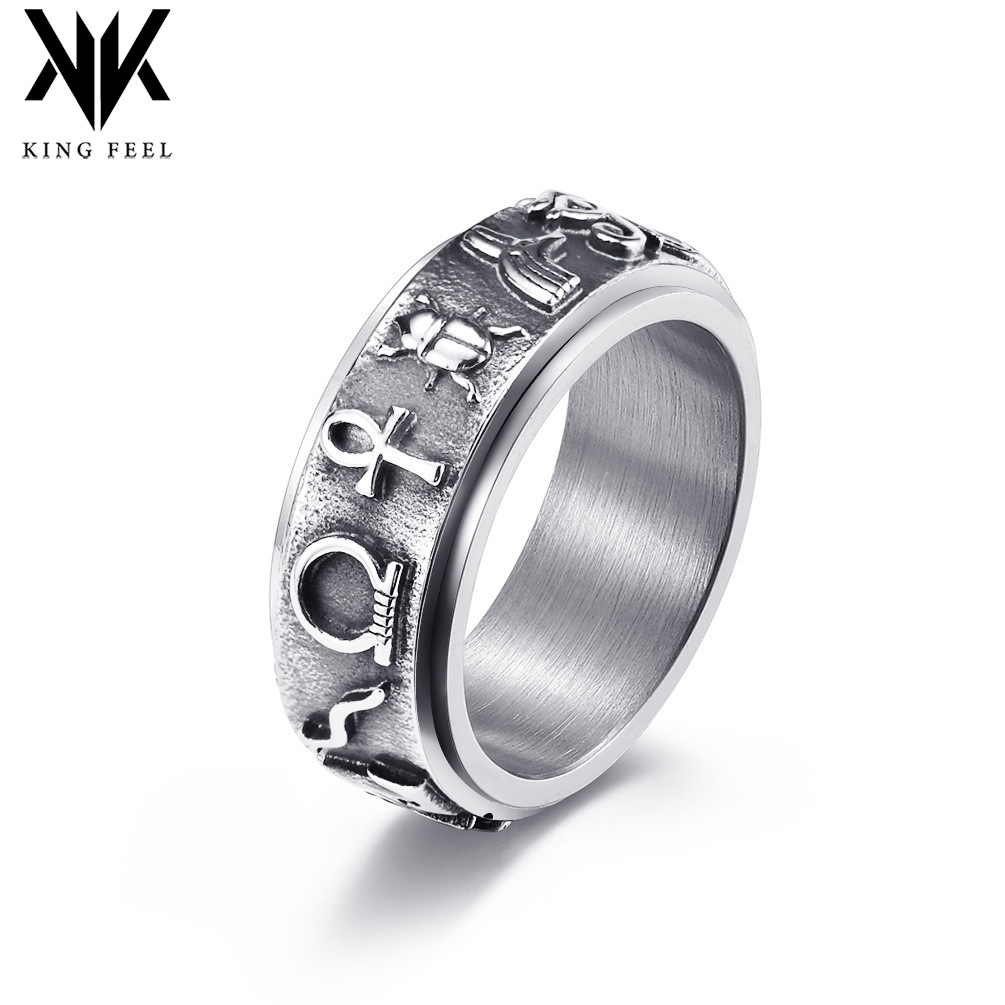 Copyright Registration Original New Ancient Egyptian Symbol Titanium Steel Rotating Ring Beautiful Meaning Pattern Stainless Steel Hand Jewelry