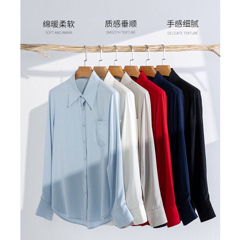 Elegant Commuter Loose H-Shirt Top Slim-fit Blouse Breathable Non-ironing Non-wrinkle Cloud-resistant Shirt