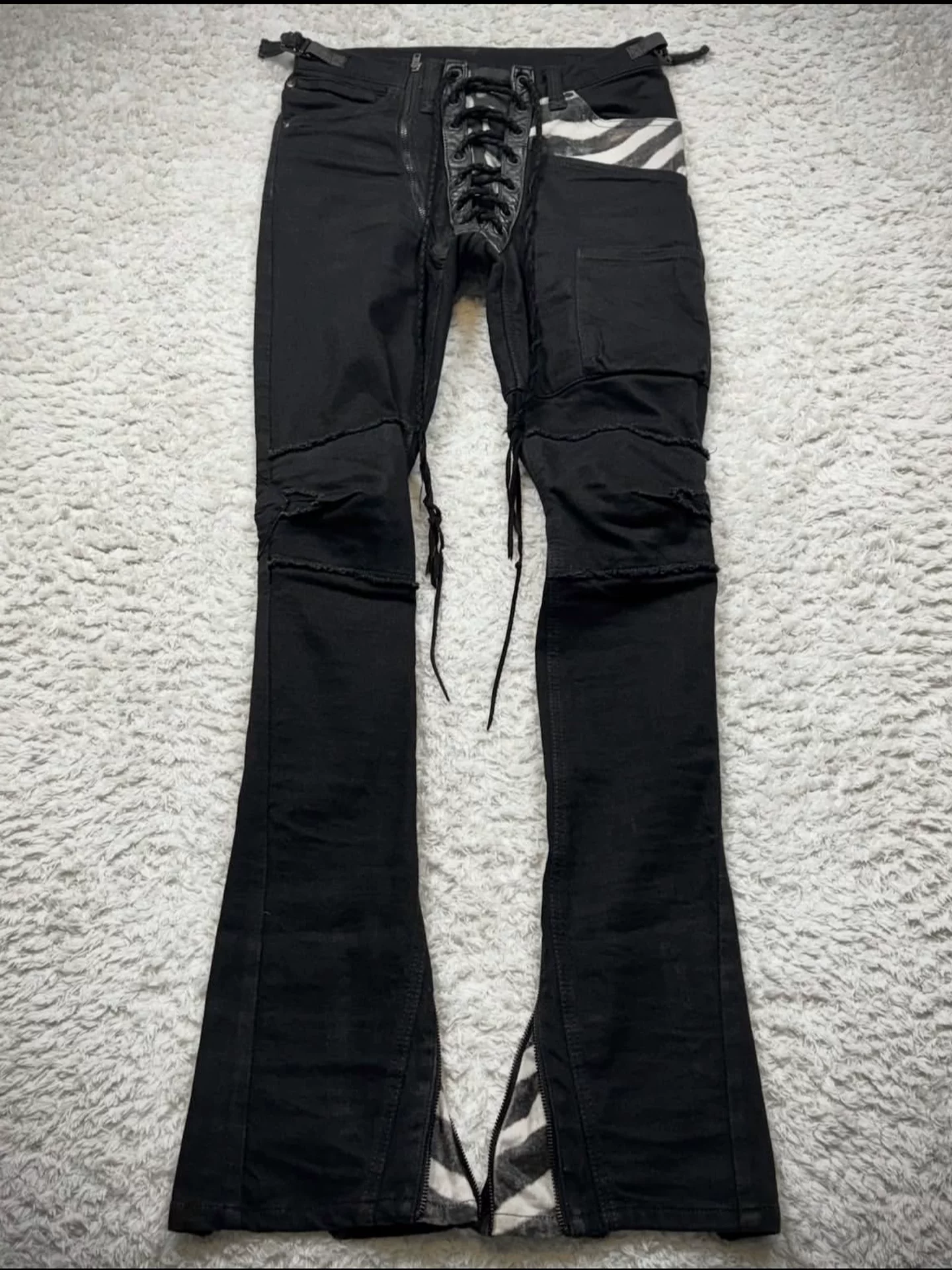 Ifsixwasnine Visual Style Black Zebra Drawstring Snake Skin Jeans QC-foto van TAOBAO op Qualit.ly