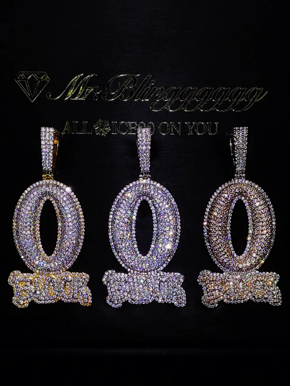 Mr.Blingggggg European and American Hip-Hop Jewelry King Von Same Style Full Diamond Solid O Block Pendant