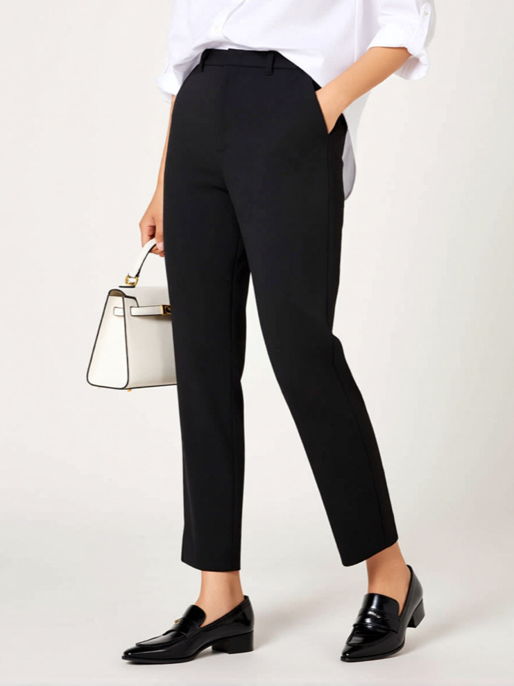 Ic Xiaohuo Style High-Waisted Slim-Fit Casual Pants for Women, New Spring Elastic Drape Versatile Skinny Cigarette Pants