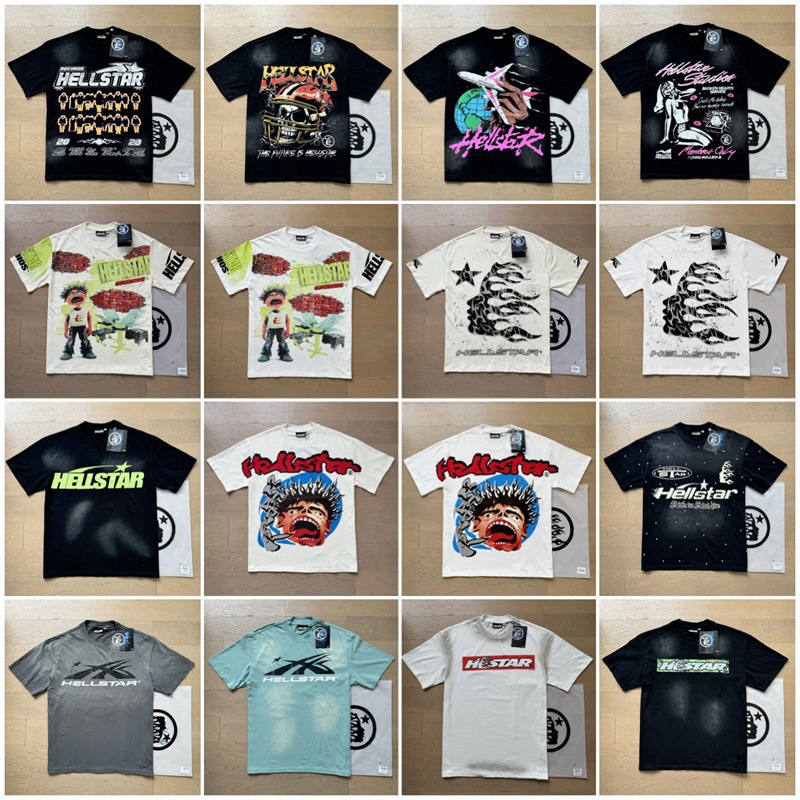 Foreign Trade American Fashion Hell Star Retro Print Summer High Street Loose Casual Short-Sleeve T-Shirt for Men and Women Couples