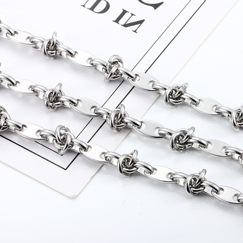 New Stainless Steel Coffee Bean Knot Chain Fashion Chain DIY Necklace Bracelet Trendy Jewelry Shaped Titanium Steel Chain