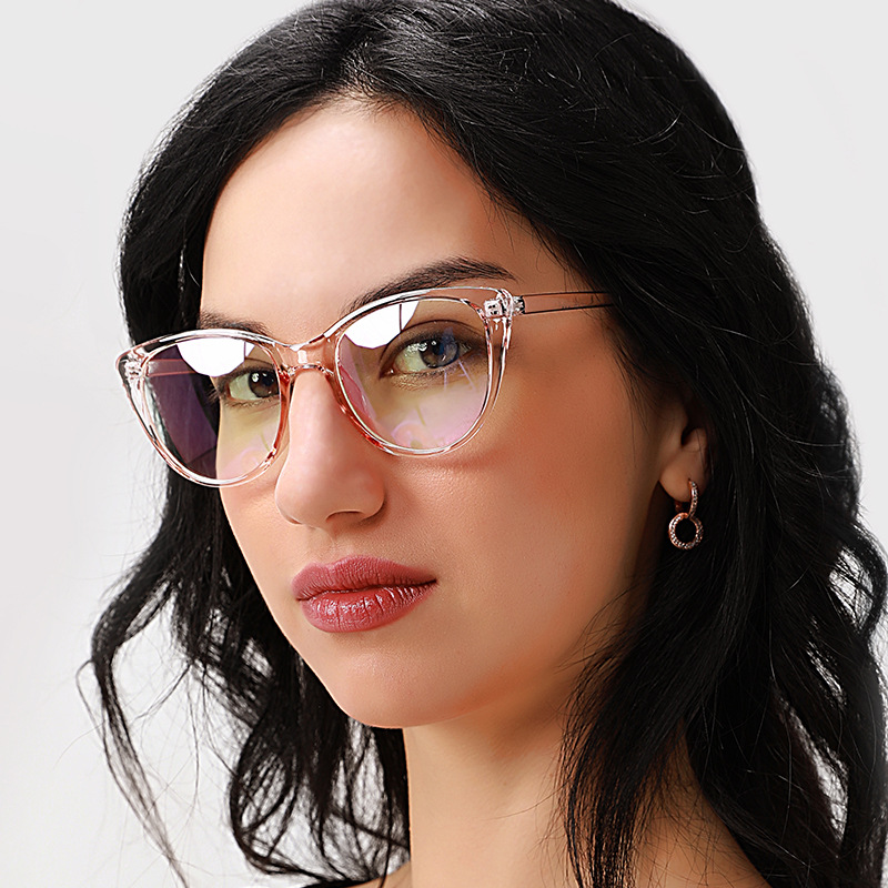 2022 Cat's Eye Fashion Large Frame Glasses Frame Internet Celebrity Transparent Color Glasses Frame Personalized Simple Fashionable Flat Glasses with Glasses