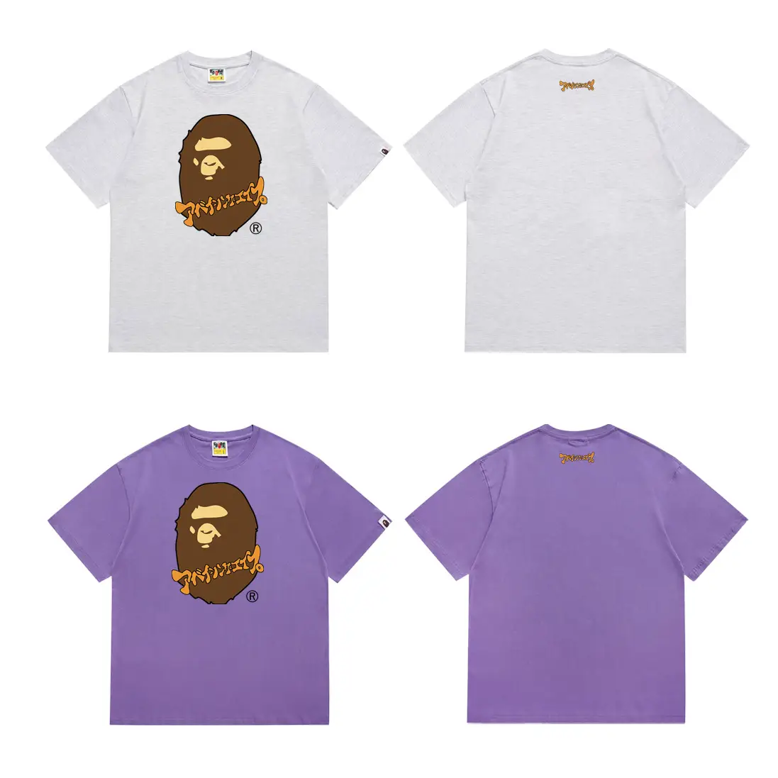 Long-Term Bape Tshirt Summer Ape Head Little Monkey Camouflage Men's and Women's Same Style Short-Sleeved Round Neck T-Shirt for Men and Women