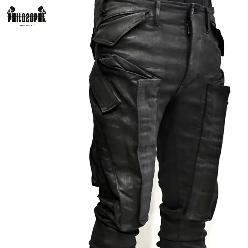Chaunk Pioneer Dark Julius Style Multi-Bag Shell Pants Silm Stretch Casual Working Pants Men Skinny Jeans