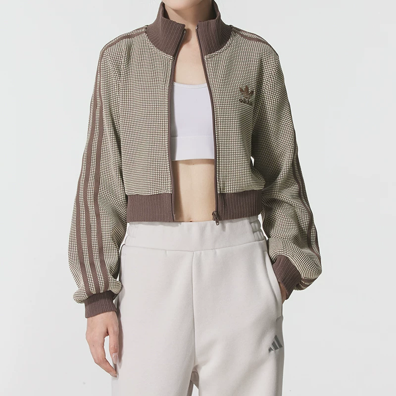 Adidas Official Trefoil Women's Top Spring New Waffle Knit Cardigan Jacket