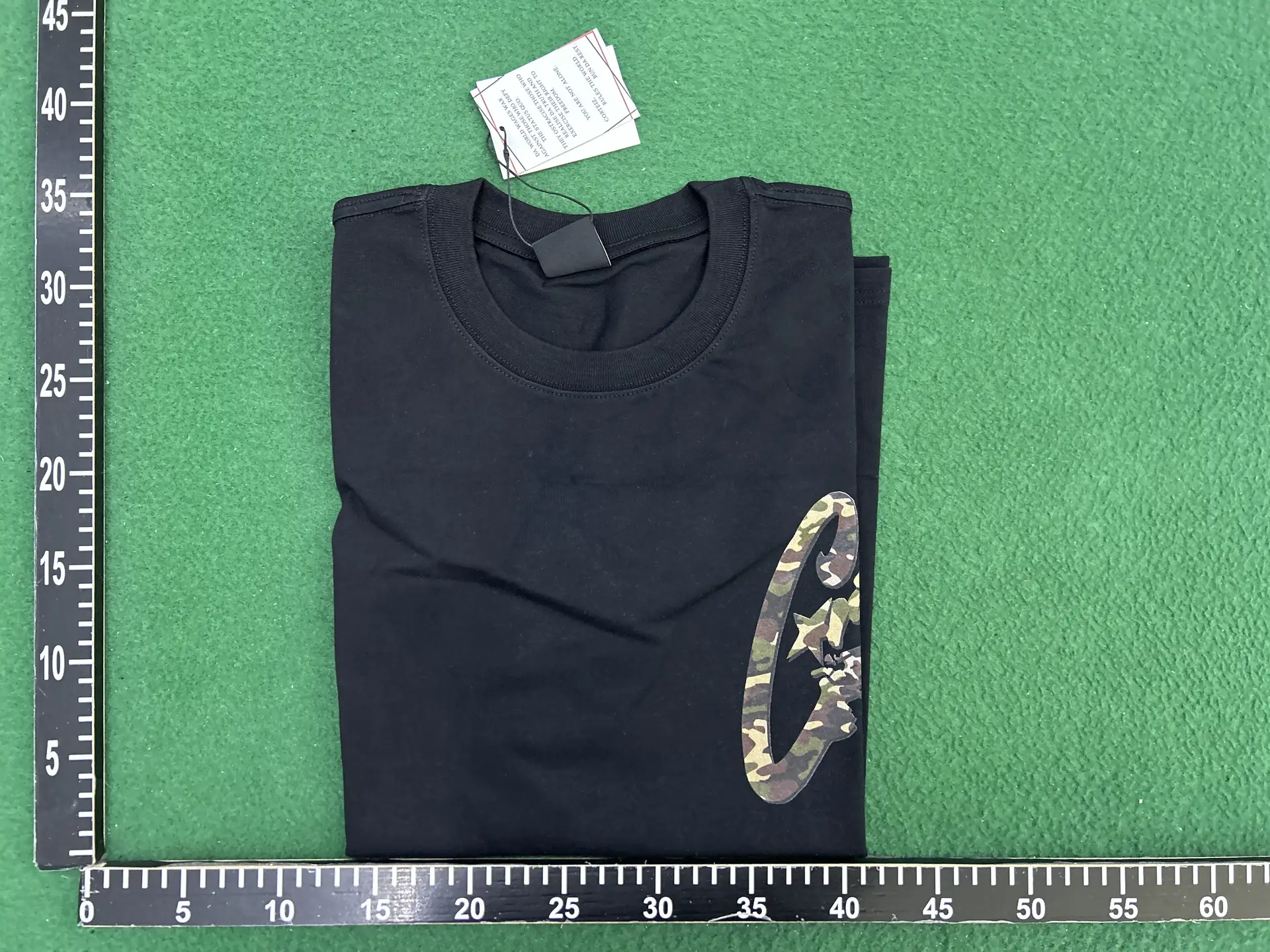 Black T-shirt with camouflage logo