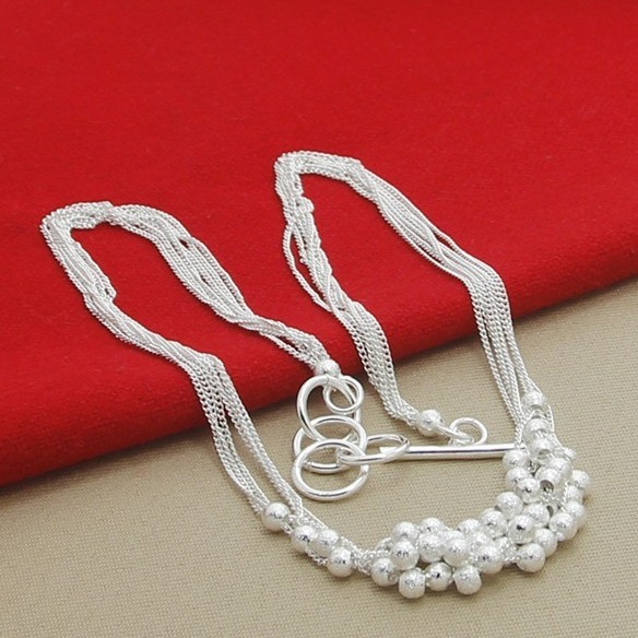 Foreign trade export silver-plated six-line sand bead necklace Korean version of hot selling spot supply necklace wholesale P086