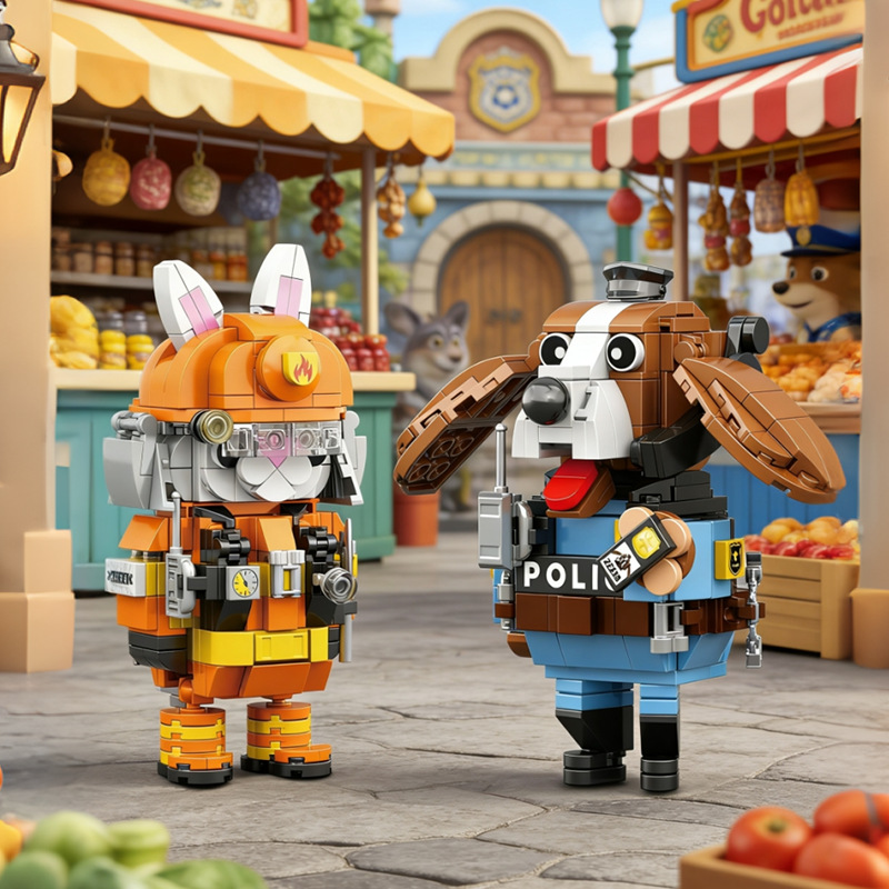 Captain Wangwang Cartoon Ip Compatible with Lego Chinese Building Blocks, Small Particle Display Pieces for Children, Exhibition Gifts, Toys