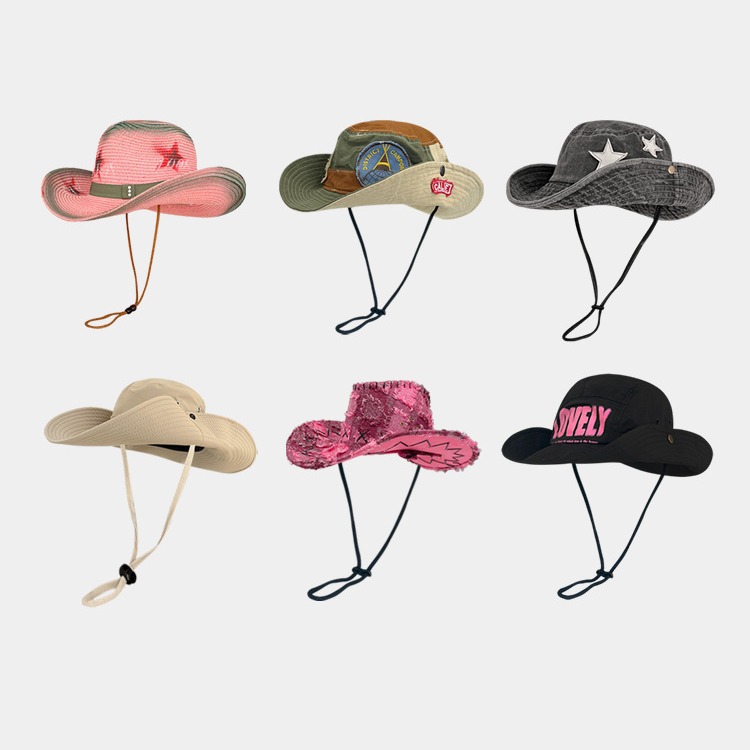 Japanese outdoor camping climbing hat women's all-match fishing sun protection sun hat men's big brim Western cowboy hat