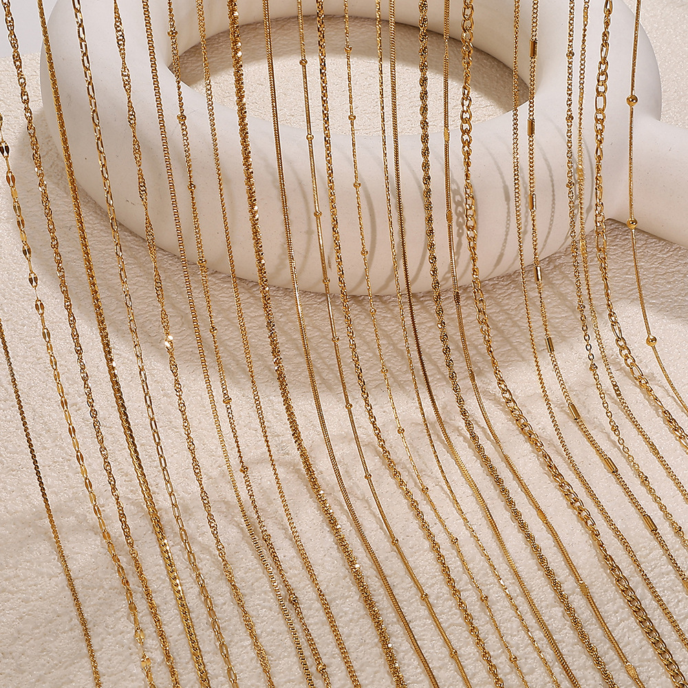 Cross-Border Versatile and Diverse Chain Snake Bone Embossed Chain Style Necklace Twist Chain Stainless Steel Plated 18K Gold Personalized Women