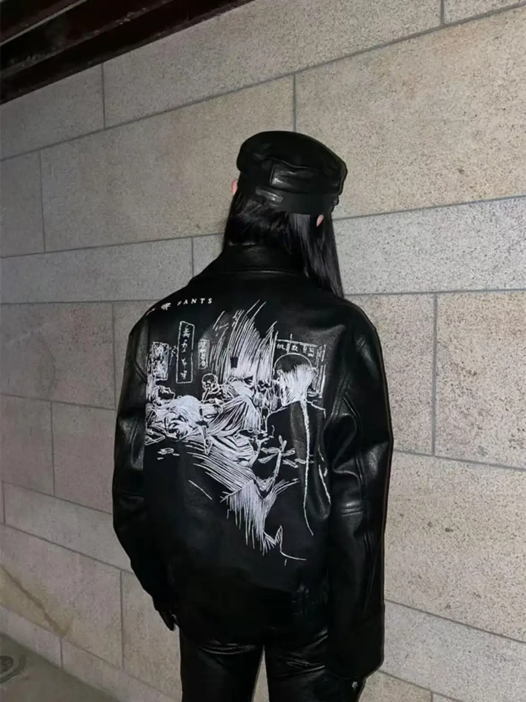 Erd Melancholic Rich Second-Generation Custom-Dyed Large Smoke-Dyed Cleanfit Loose Silhouette Pu Leather Jacket for Men