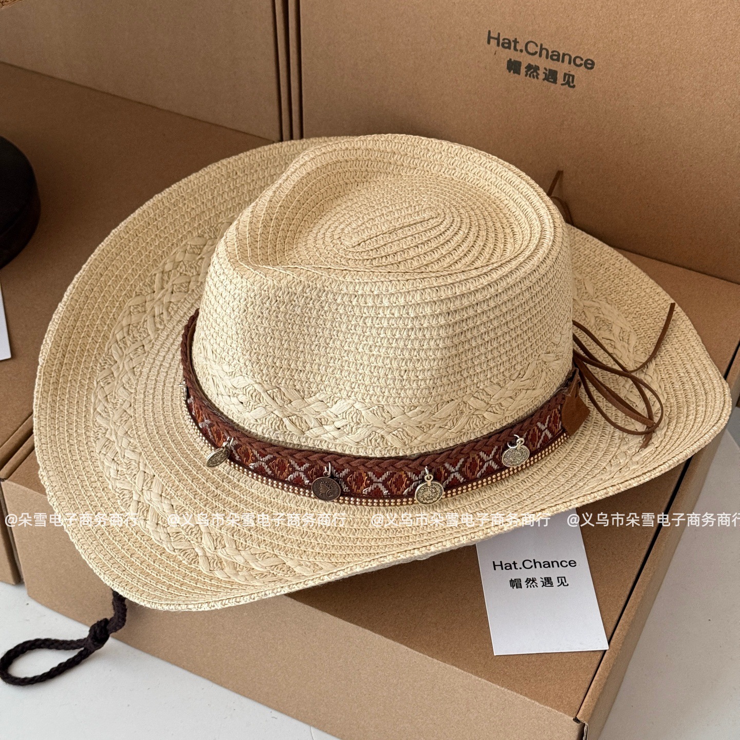 Retro Xizang Jazz Straw Hat for Women, Summer Beach Vacation Sun Hat, Western Cowboy Hat, Horse Riding Hat