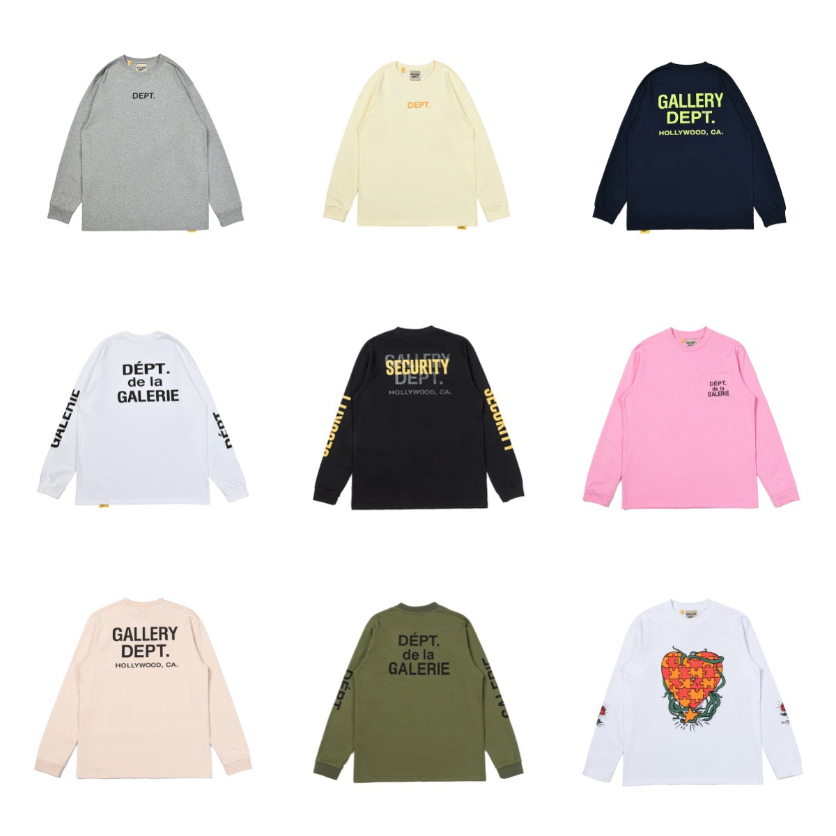 European and American cross-border fashion brand gallery dept letter printing men's and women's loose cotton long-sleeved round neck T-shirt