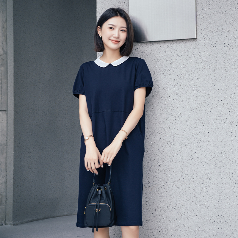 Yun Yun 2026 Summer New Pullover Lapel Dress for Women, Elegant Casual Loose Korean Style Commuter A-Line Dress