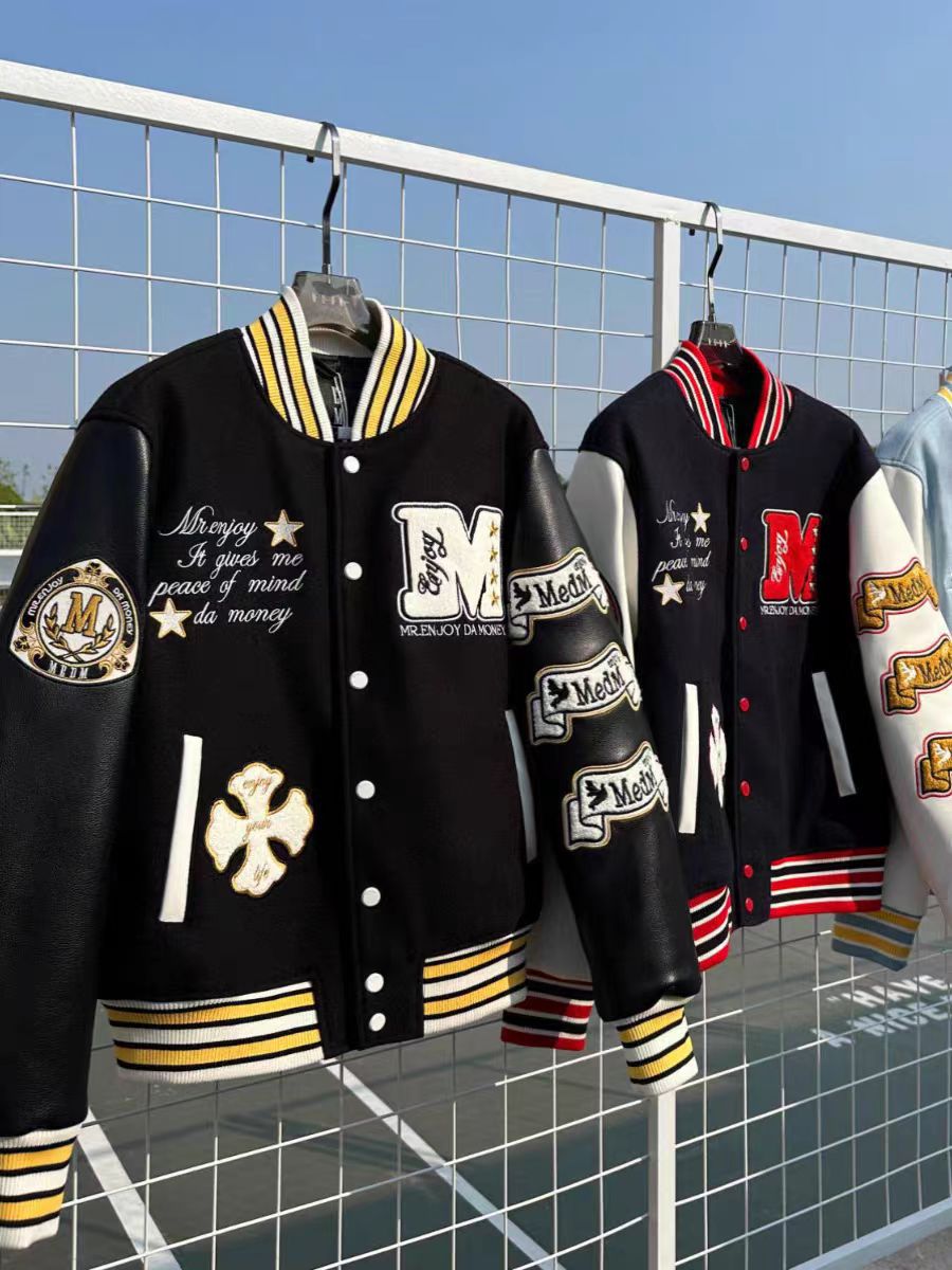 European and American Baseball Uniforms, American Sweatshirts, Woolen Leather Embroidered Casual Jackets, Men's and Women's Motorcycle Clothing, Trendyy Handsome Jackets