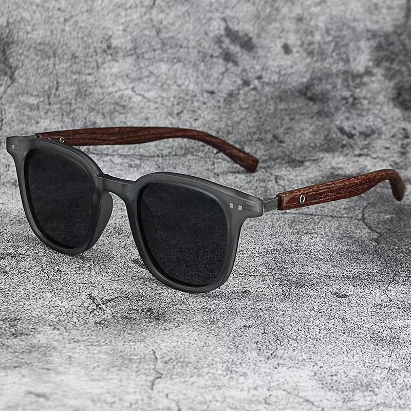 Wood grain leg rice nail sunglasses women's European and American Ins wind sunglasses men's sunshade sunglasses