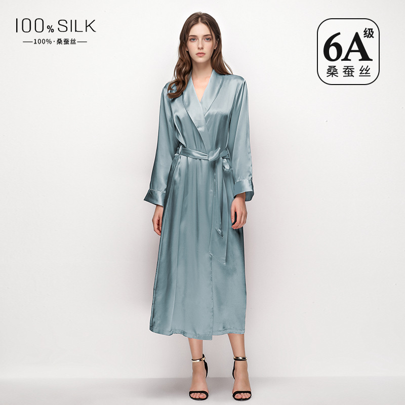 2026 Spring/Summer New Silk Robe for Women 100% Mulberry Silk Bathrobe Silk Outerwear Can Be Worn Outside Home Wear Morning Robe