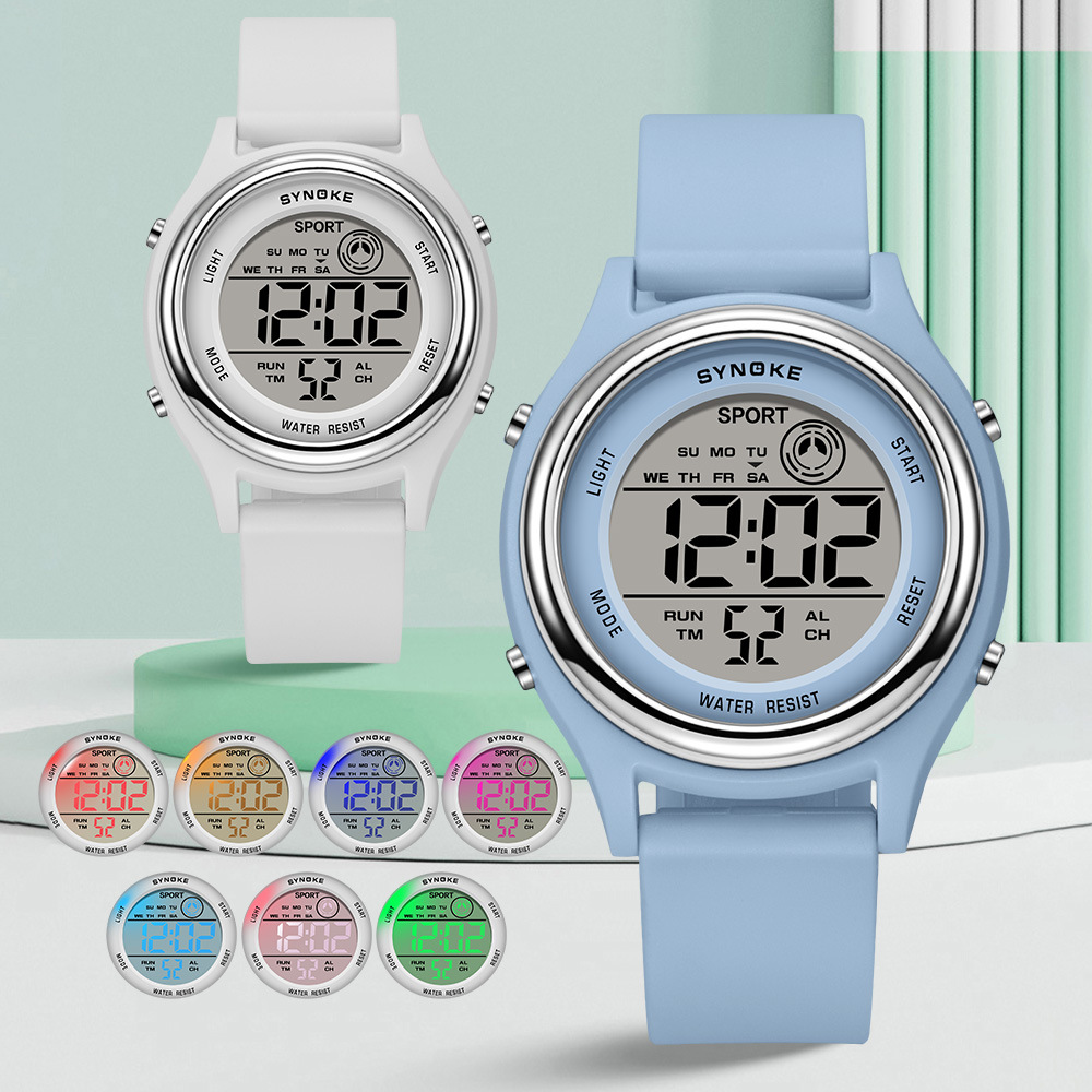 SYNOKE children's electronic watch waterproof multifunctional sports student gift electronic watch colorful luminous