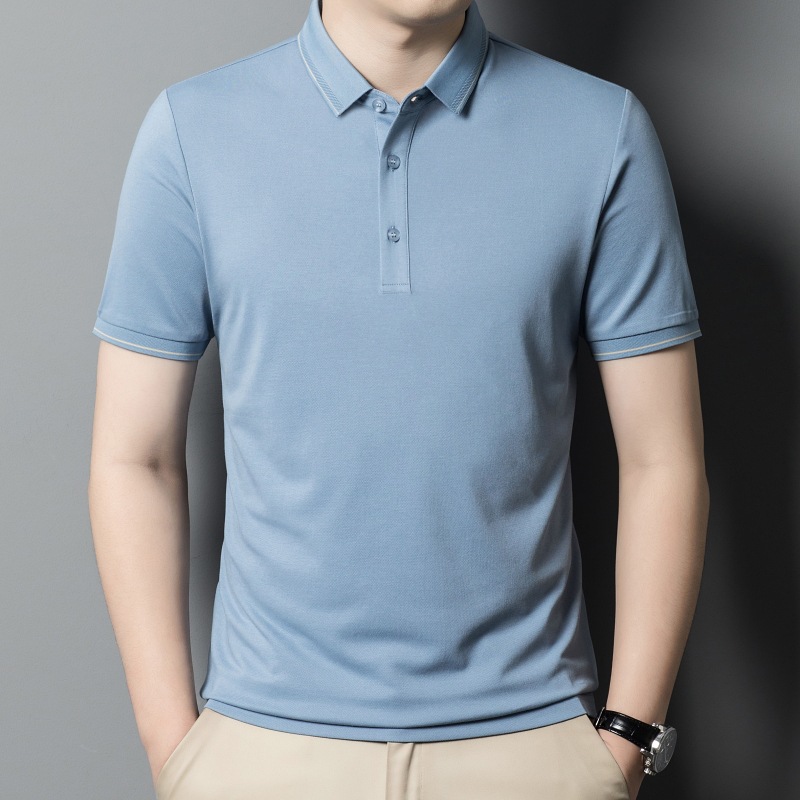 Brand Men's Polo Shirt Made of Mulberry Silk, 2026 Summer New Style, Business Casual, Soft, Skin-Friendly, Stretchy, Breathable T-Shirt
