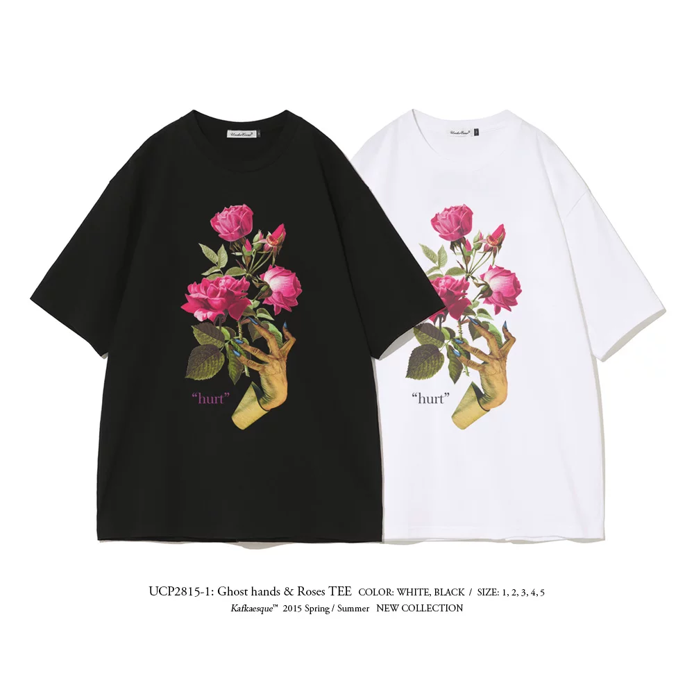 2026 New Uc Ghost Hand Hurt Ghost Claw Rose Flower Undercover Trendy Brand Men's Round Neck Short-Sleeved T-Shirt Couple
