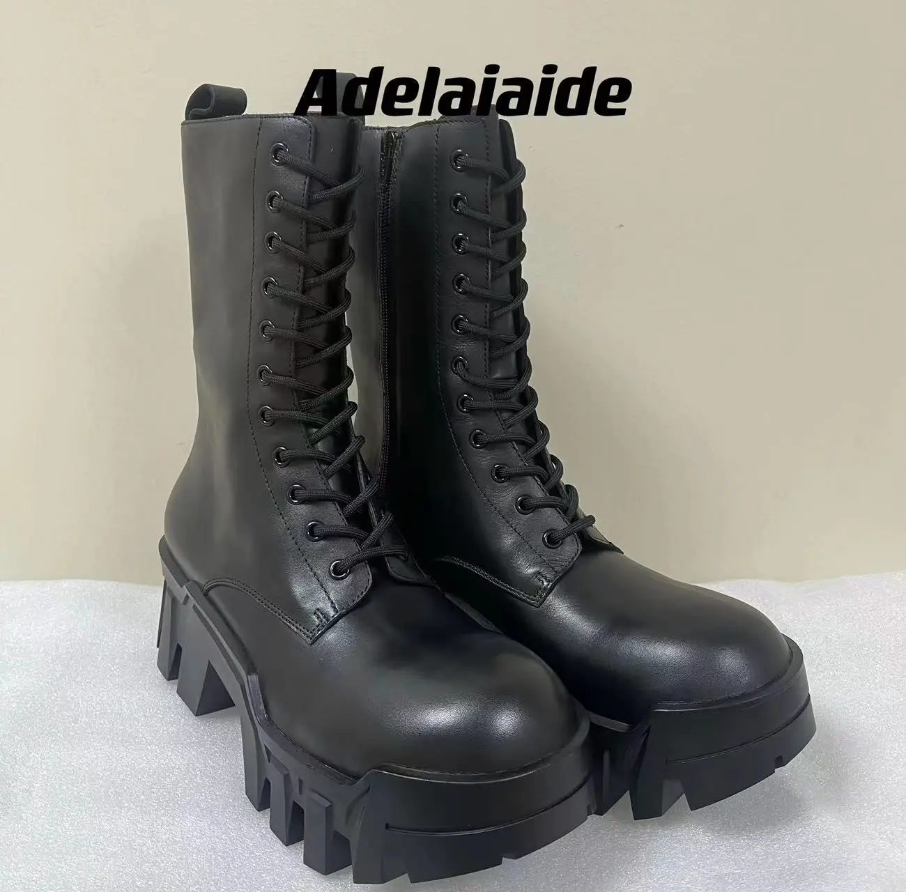 Heavy-Duty Gaobang Bulldozer Boots with 8cm Height Increase, Thick-Soled Derby Shoes for Men, Gear Tank Shoes