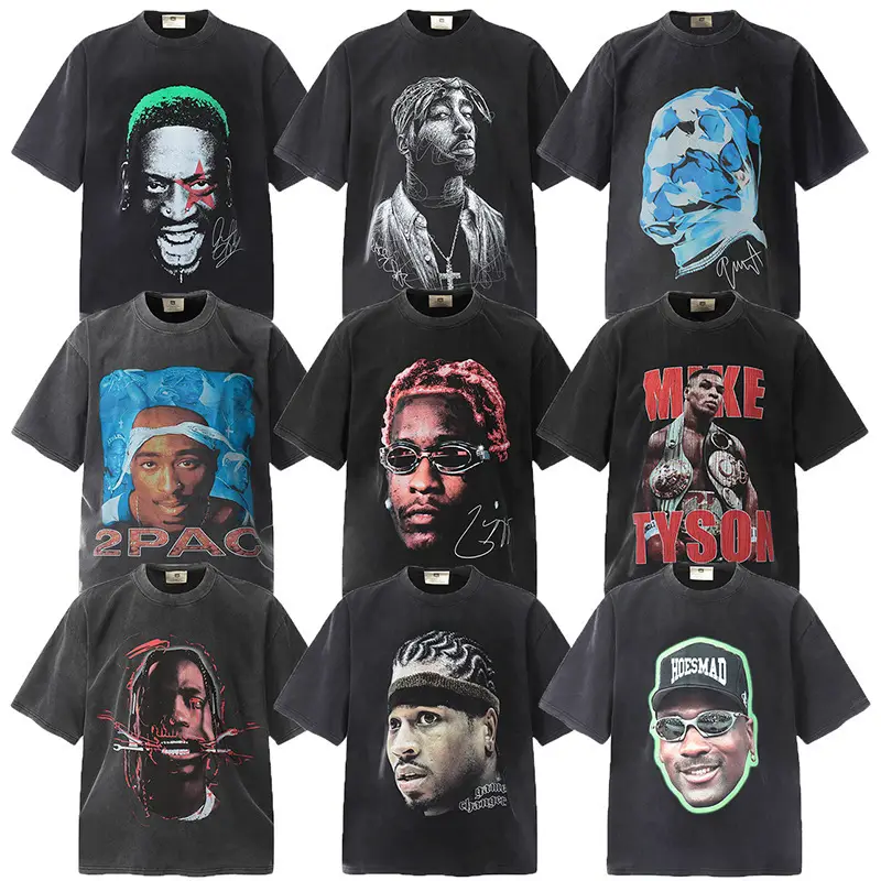 25 cross-border Europe and the United States tide brand Travis Scott co-branded VTG do old washed short-sleeved t-shirt men and women high street half-sleeved