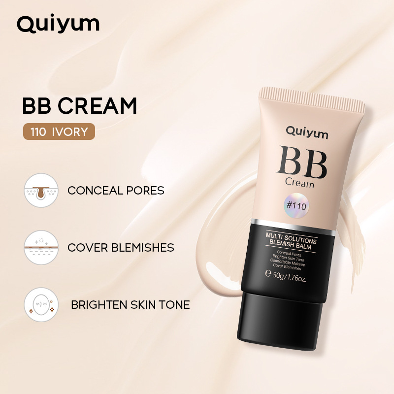 Cross-Border Quiyum Bb Cream (Color Box) 50g Moisturizing and Non-Removing Makeup Cross-Border Export Cosmetics Full English Makeup