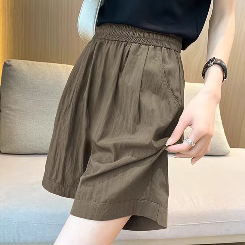 Jin Polyester Wrinkled Ice Silk Shorts Women's Summer Thin New Arrival Loose Wide Leg Yamamoto Pants Casual Pants 3307