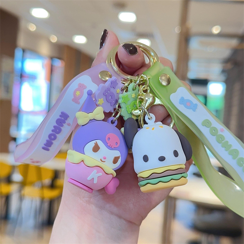 Cartoon Sanrio Family Snack Series Cute Keychain Couple Car School Bag Ornament Exquisite Gift Wholesale