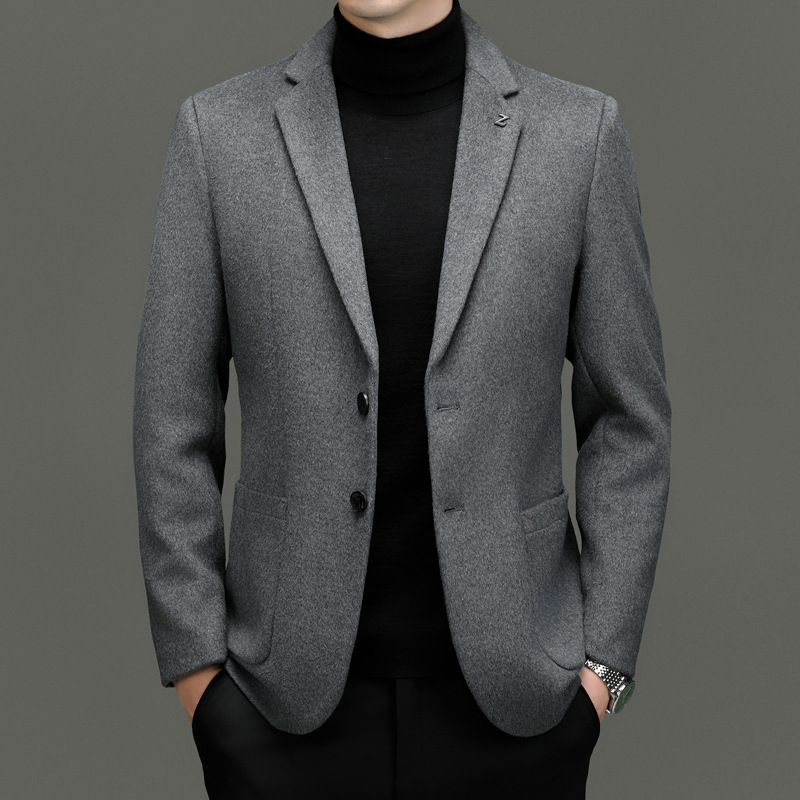 Double-Sided Woolen Outwear Men's Woolen Woolen Suit Business Casual Suit Winter Removable Liner Slim Men's Top