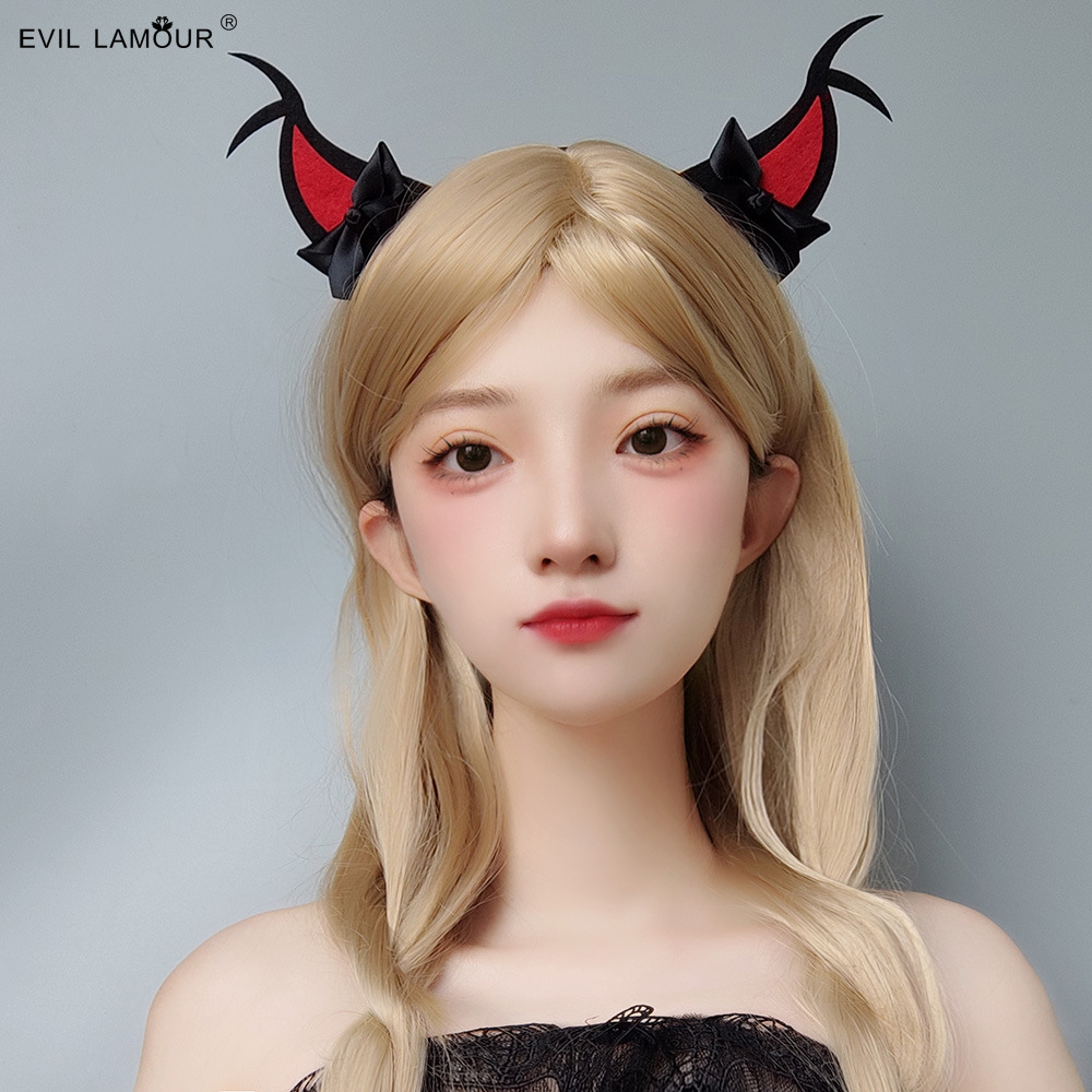 Halloween Cute Devil Horn Bow Headband Funny Prom Party Night Bar DJ Headwear FG-24-1