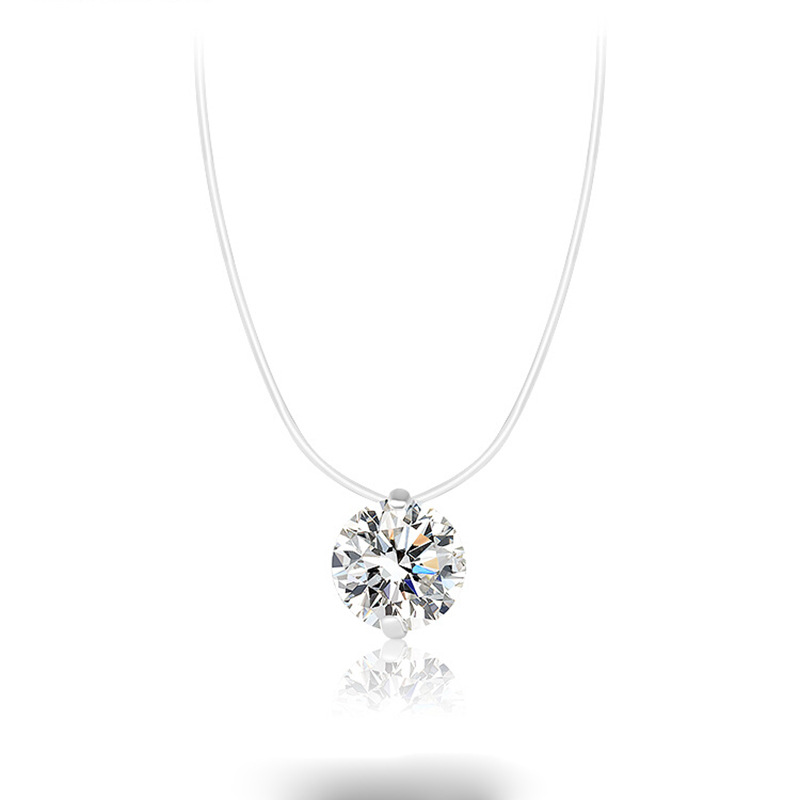 Rainy Mermaid Tears Necklace Light Luxury High-End Flash Diamond Fishing Line Pendant Clavicle Chain French Style Factory Direct Sales