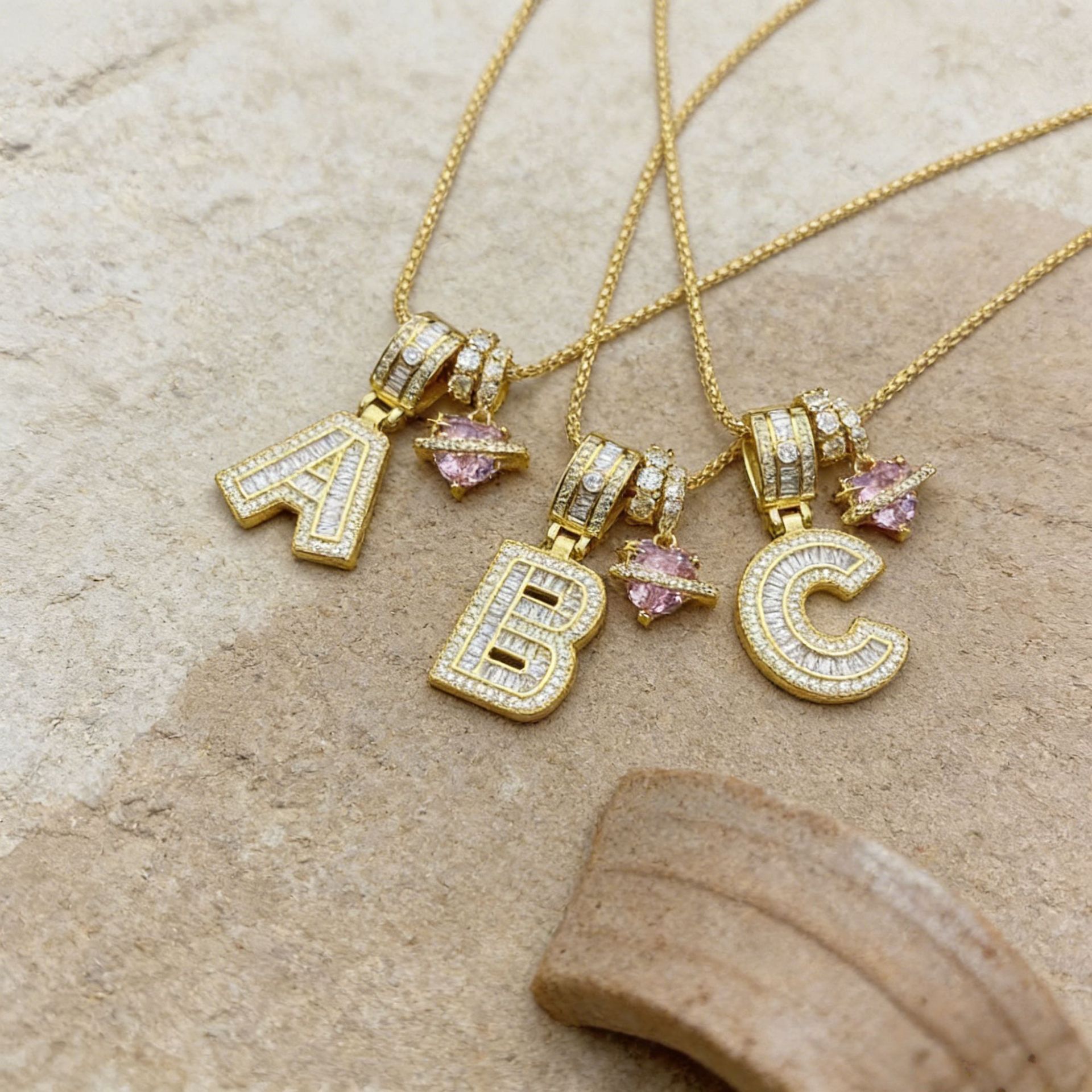 Cross-Border European and American Style Ins Fashion Personality Hip-Hop Unisex Letter Pendant Necklace with Copper Inlaid Cubic Zirconia Letters