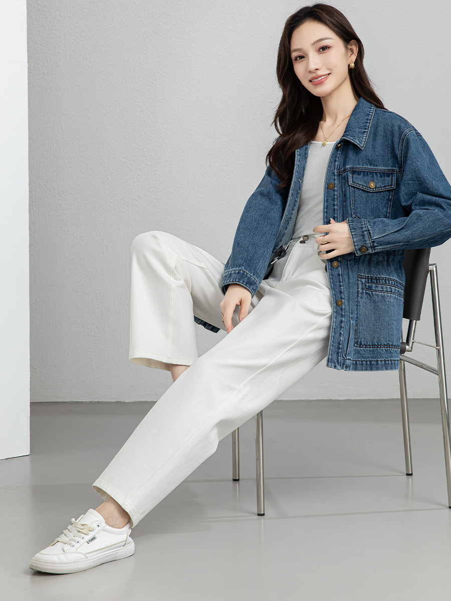 Xingge Four-Way Stretch Versatile Commuter White High-Waisted Straight-Leg Jeans 2026 Spring New Style Cigarette Pants
