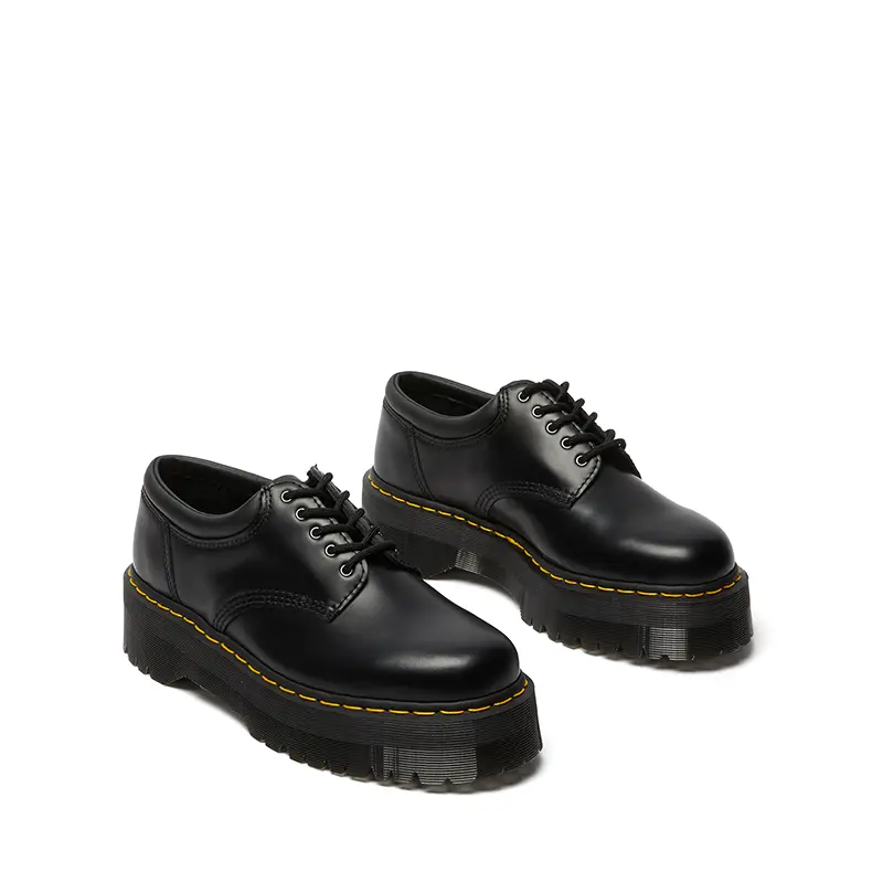 Dr.Martens Martin 8053 Quad British Spring and Summer Glossy Leather Heightening Thick Sole Leather Shoes Round Toe Derby Shoes