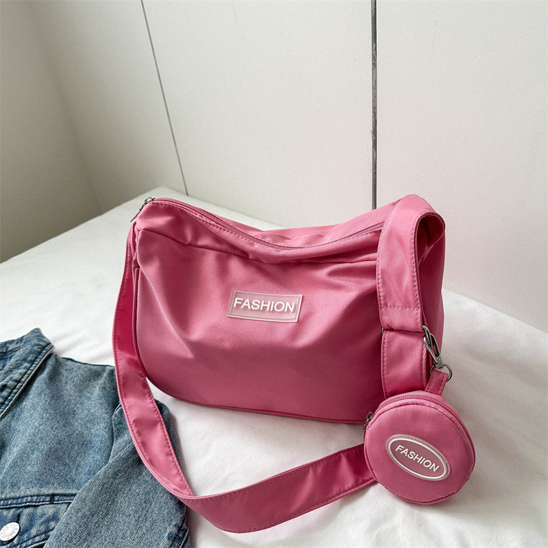 ins Style Large Capacity Canvas Bag Women's Mori Style Casual Nylon Waterproof Shoulder Bag College Students Class Crossbody Bag Trendy