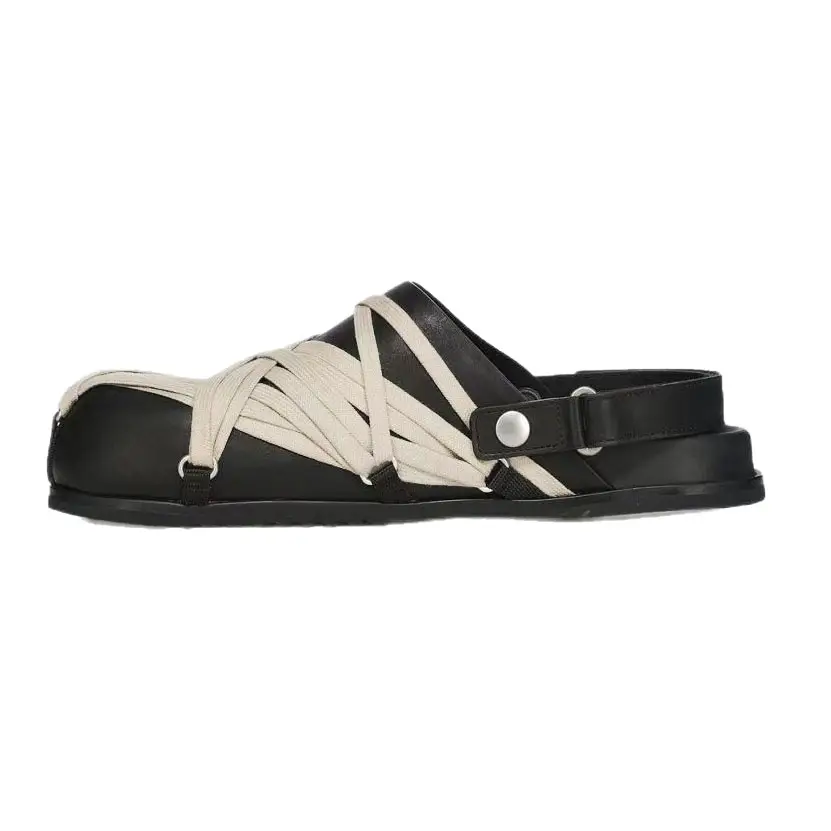Design Sense Niche Toe Half Slippers Men's Outer Wear 2025 Summer New Black Platform Birkenstocks Retro Sandals