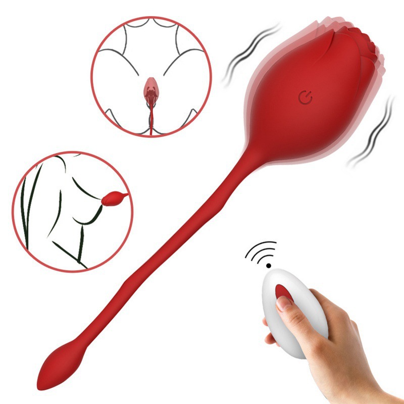 Rose Flower Wireless Remote Control Vibrating Egg Female Masturbation Device Silent USB Charging Adult Sex Toy