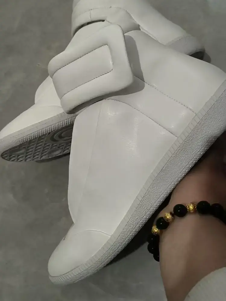 Casual Men's Shoes mmm Trendy Cool High-top White Shoes Velcro Running Shoes High-top Boots Fashion Export Casual Shoes