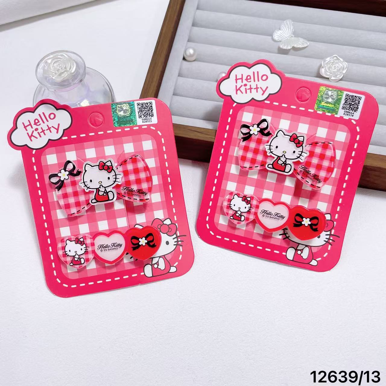 New Genuine Sanrio Hello Kitty Red Bow Kidsren's Hair Accessories Bangs Clip Broken Hair