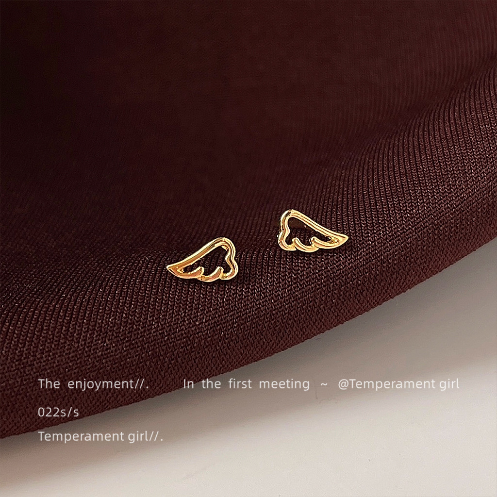 Fashionable Commuter Simple Mini Wing Earrings with Cute Design, Angel Wings Versatile Ear Accessories with Silver-Plated Pins