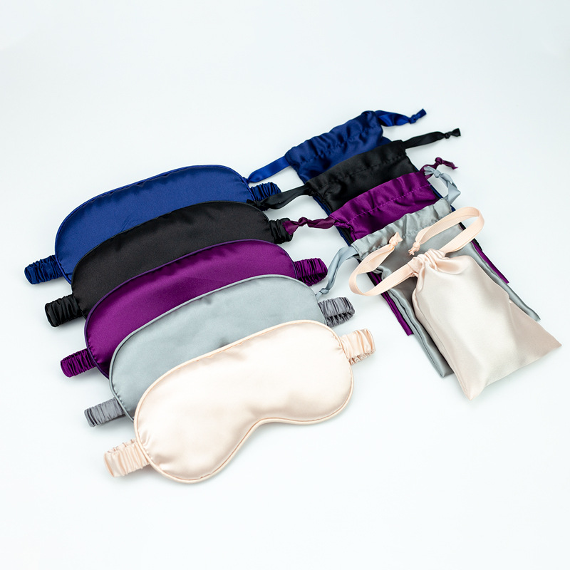 Imitation silk goggles bunt cloth bag combination travel suit mulberry silk sleep shading goggles manufacturers in stock